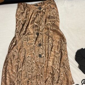 Snake Print Button-Up Skirt